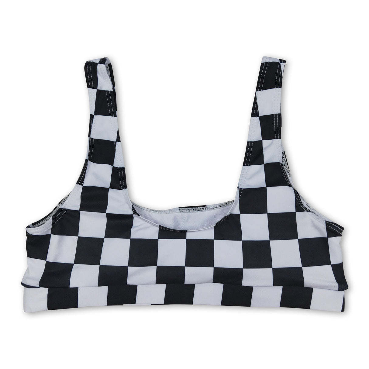 Black plaid adult women summer swim top