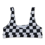 Black plaid adult women summer swim top