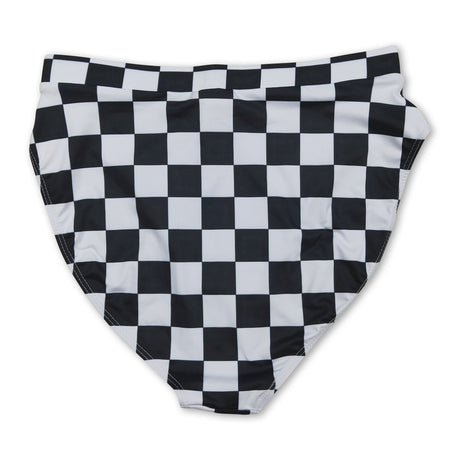 Black plaid adult women summer swim bottoms