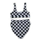 Black plaid adult women summer swimsuit