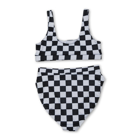 Black plaid adult women summer swimsuit