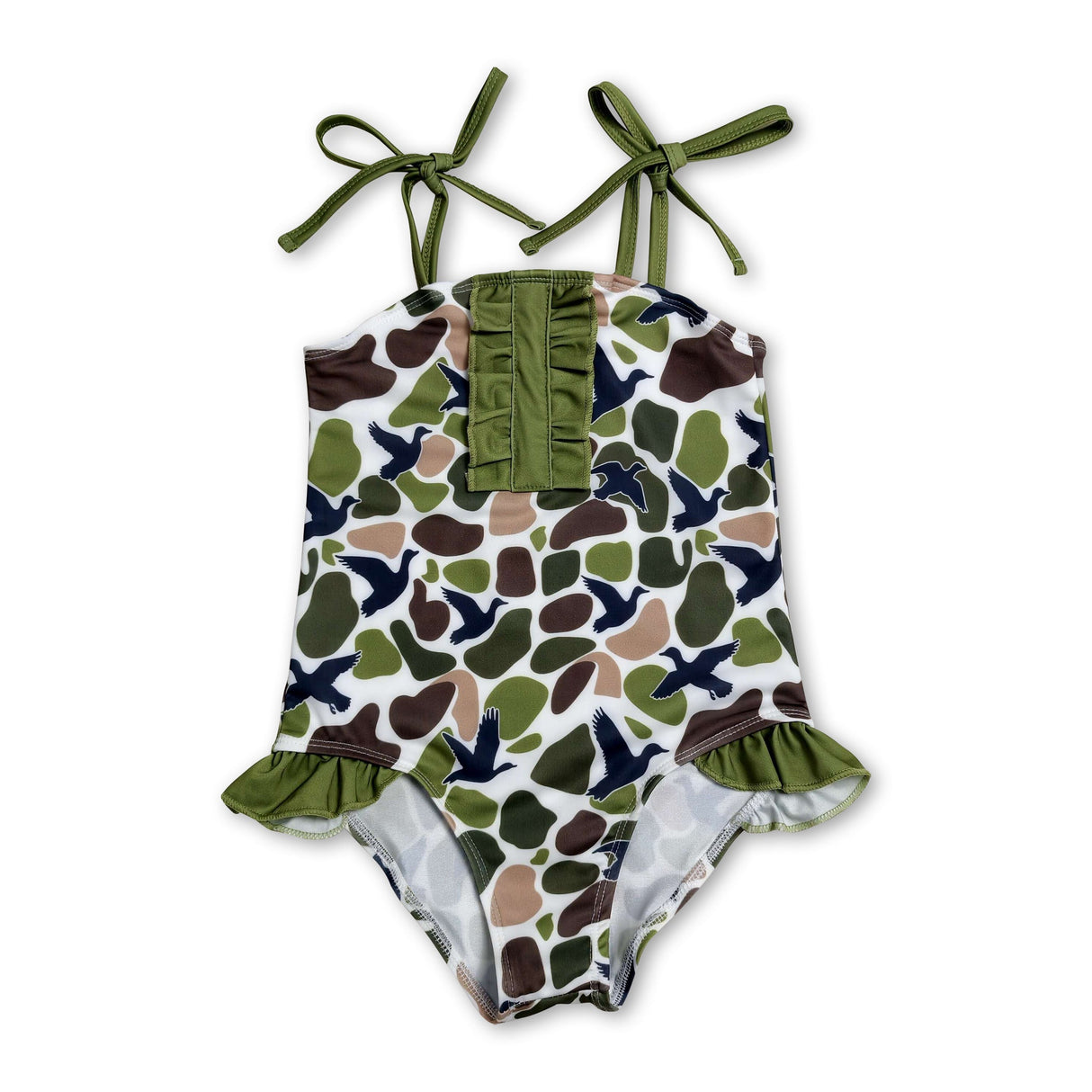 Straps duck camo hunting girls one piece swimsuit