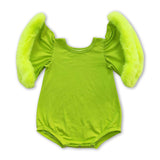 Green face flare sleeves baby girls Christmas romper