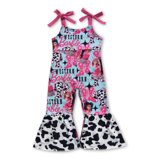 Western cow bell bottom party girls jumpsuit