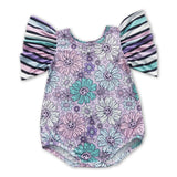 Pumpkin flower stripe baby girls Halloween romper