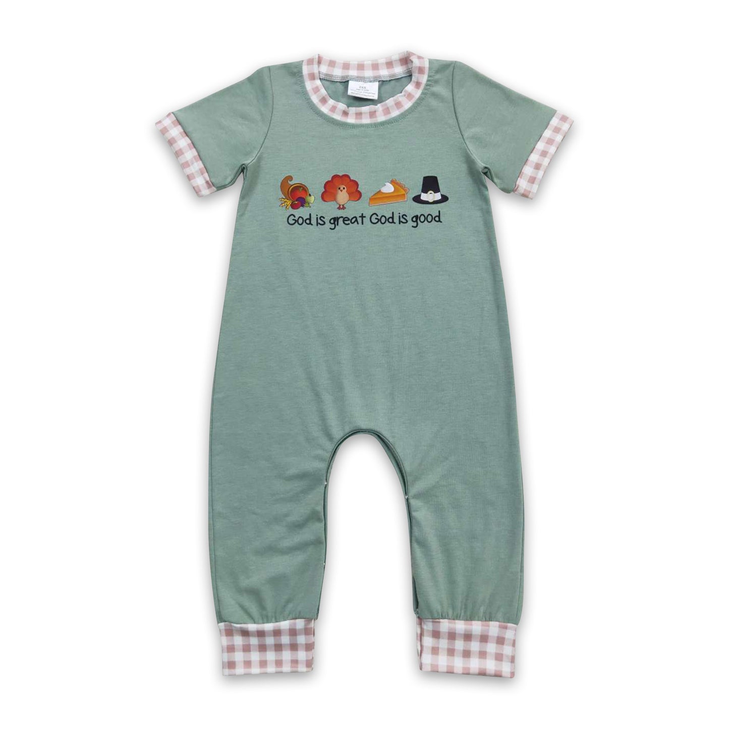 God is great god is good turkey boy Thanksgiving romper