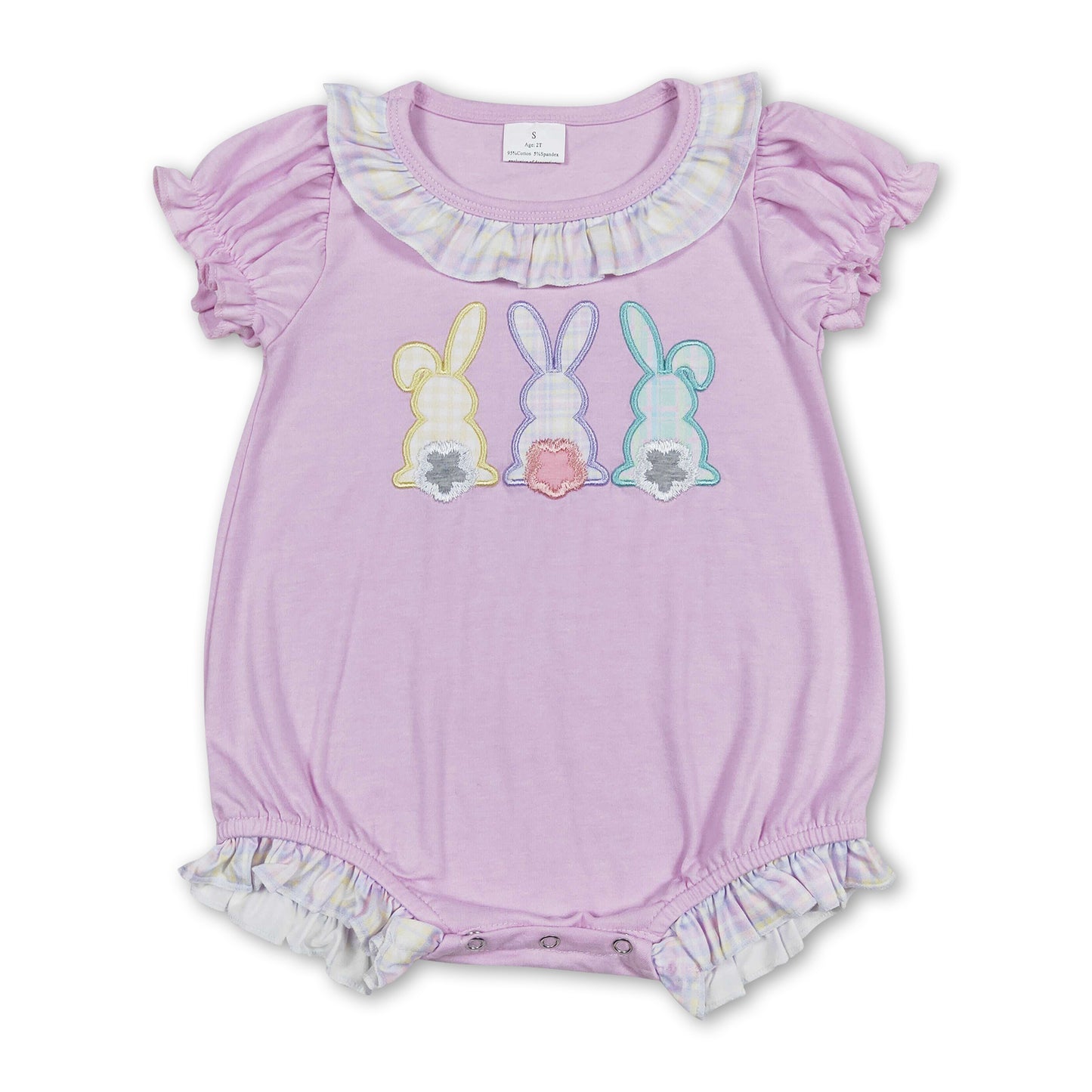 Lavender bunny short sleeves baby girls easter romper