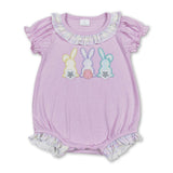 Lavender bunny short sleeves baby girls easter romper