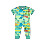 Mama's boy dinosaur short sleeves baby zipper romper