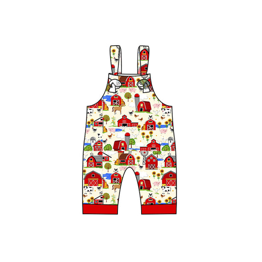 Pig cow horse chicken sleeveless baby boy farm romper