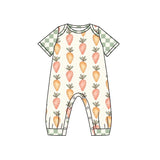 Short sleeves plaid carrot baby boys easter romper