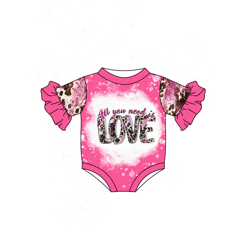 All you need is love cow print baby valentine's day romper