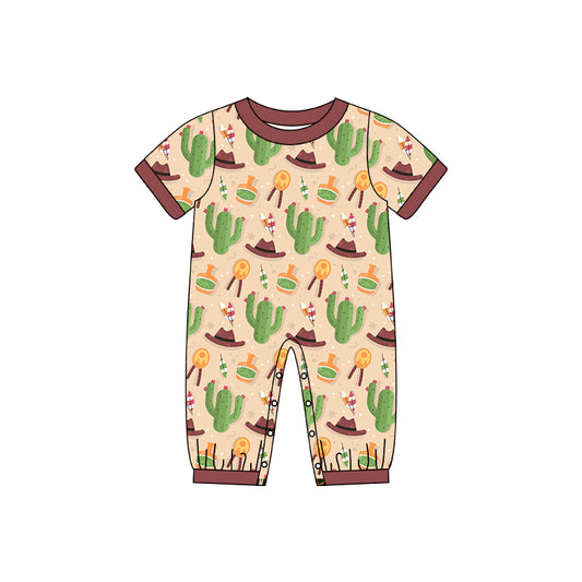 Short sleeves cactus hat baby western romper