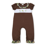 Olive duck camo short sleeves baby girls romper