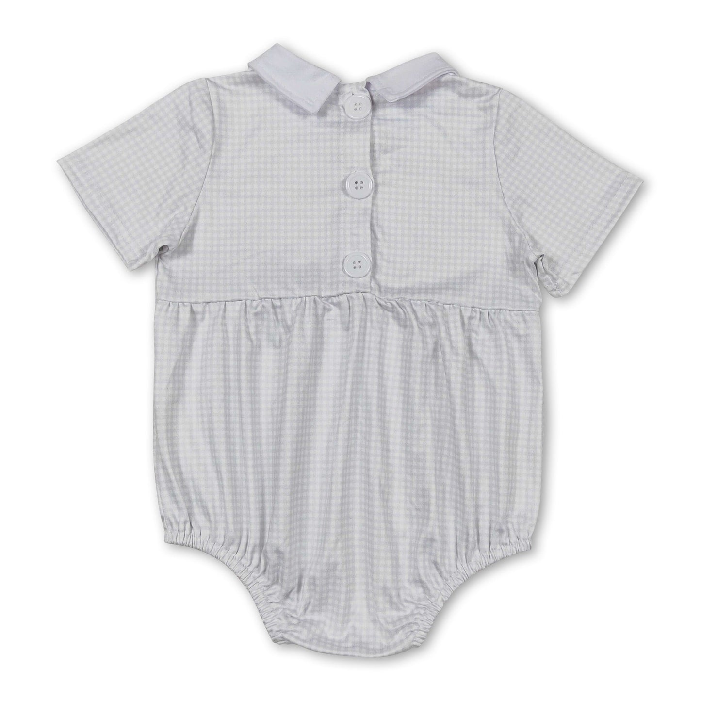 Light blue plaid baby girls sprint summer romper