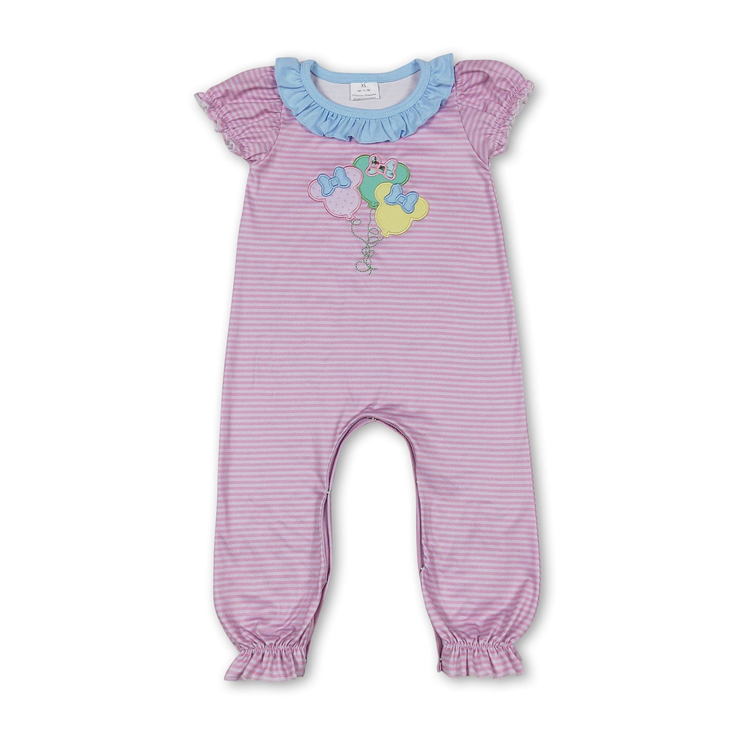 Pink stripe mouse balloon baby girls romper
