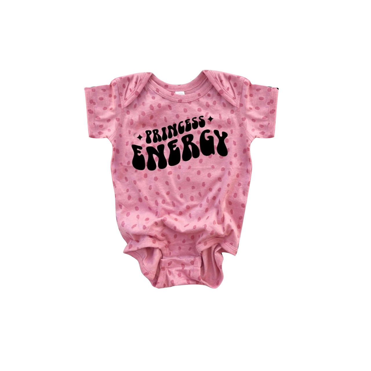 Pink short sleeves princess energy baby girls romper