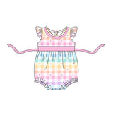 Colorful plaid heart baby girls valentine's romper