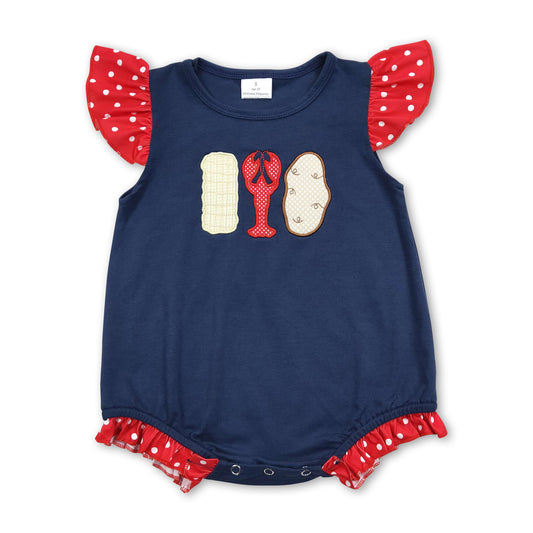 Flutter sleeves crawfish corn naby baby girls romper