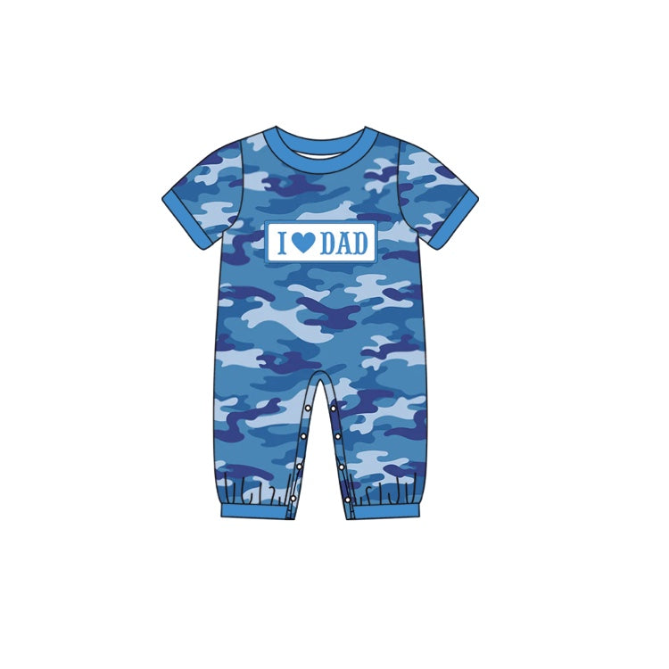 I love DAD short sleeves camo baby boy romper