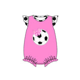 Flutter sleeves pink soccer baby girls romper