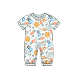 Plaid ruffle dog carrot baby boys easter romper