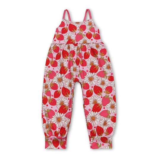 Strawberry flower sleeveless baby girls spring romper