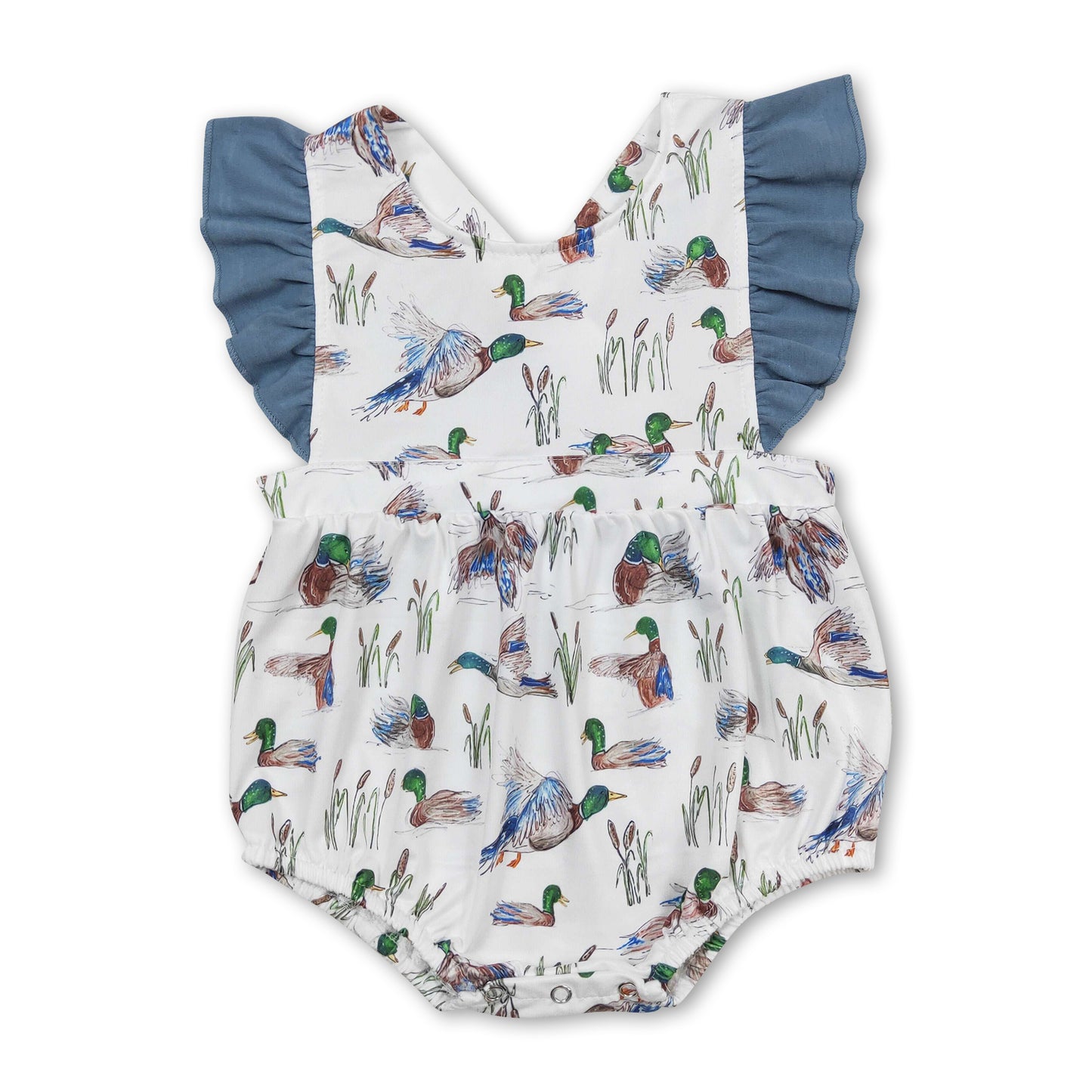 Flutter sleeves duck baby girls summer romper