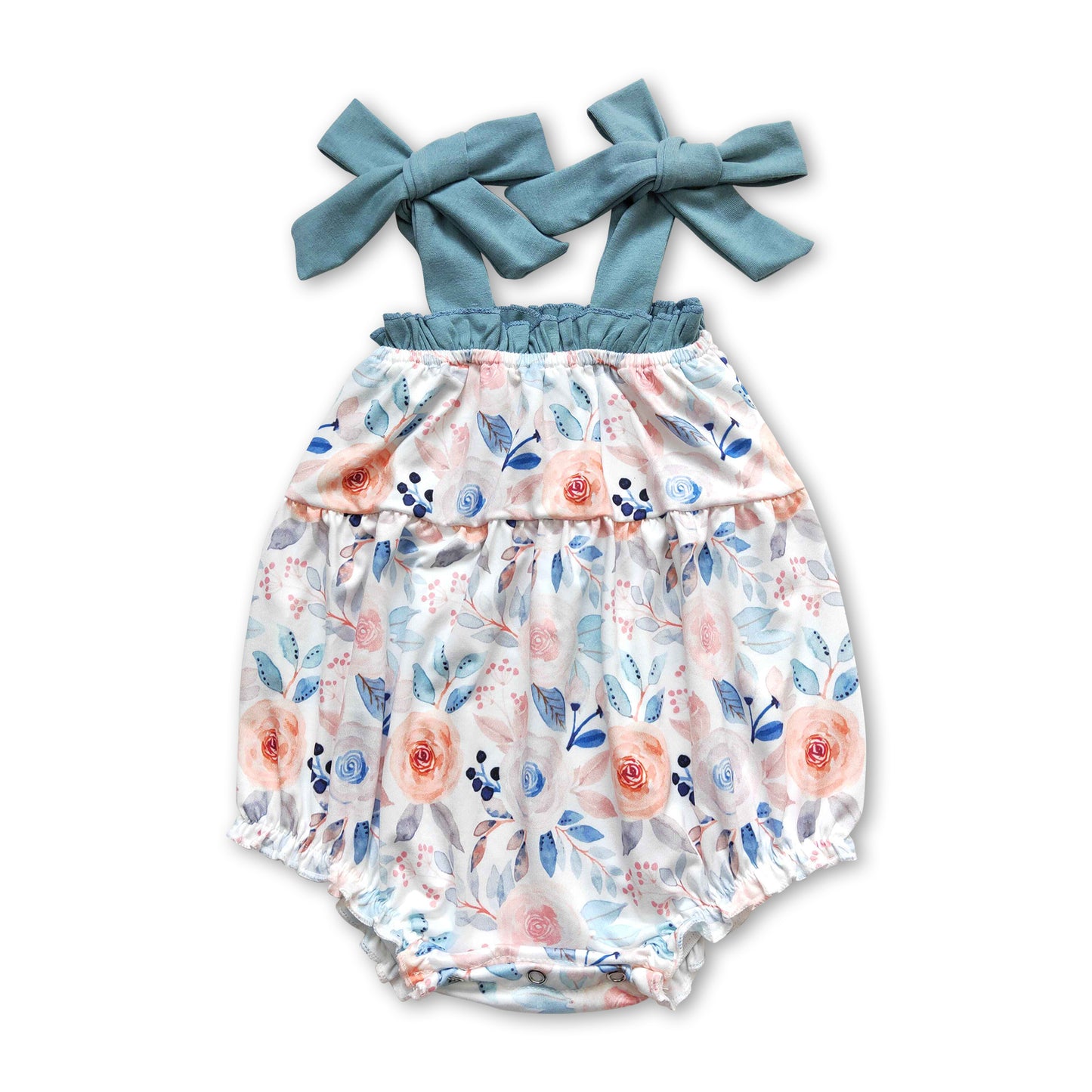 Suspender floral baby girls summer romper