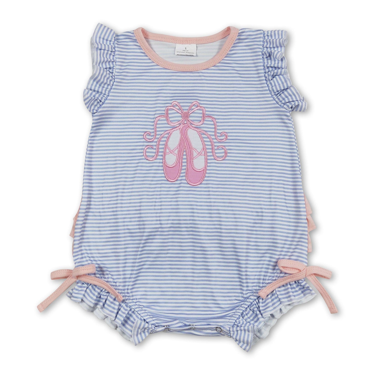 Pink flutter sleeves dance shoes baby girls romper