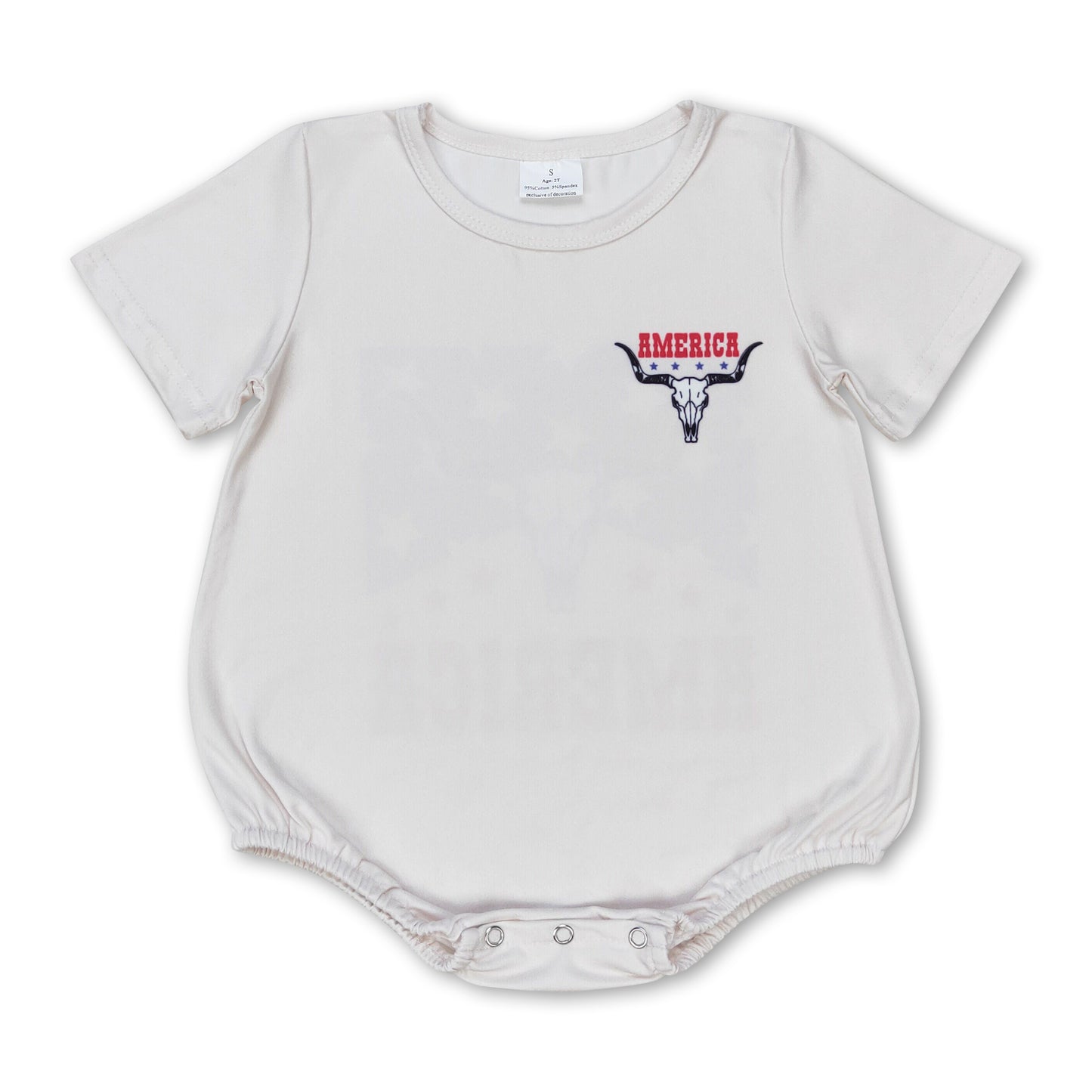 Stars bull skull America baby kids 4th of july romper