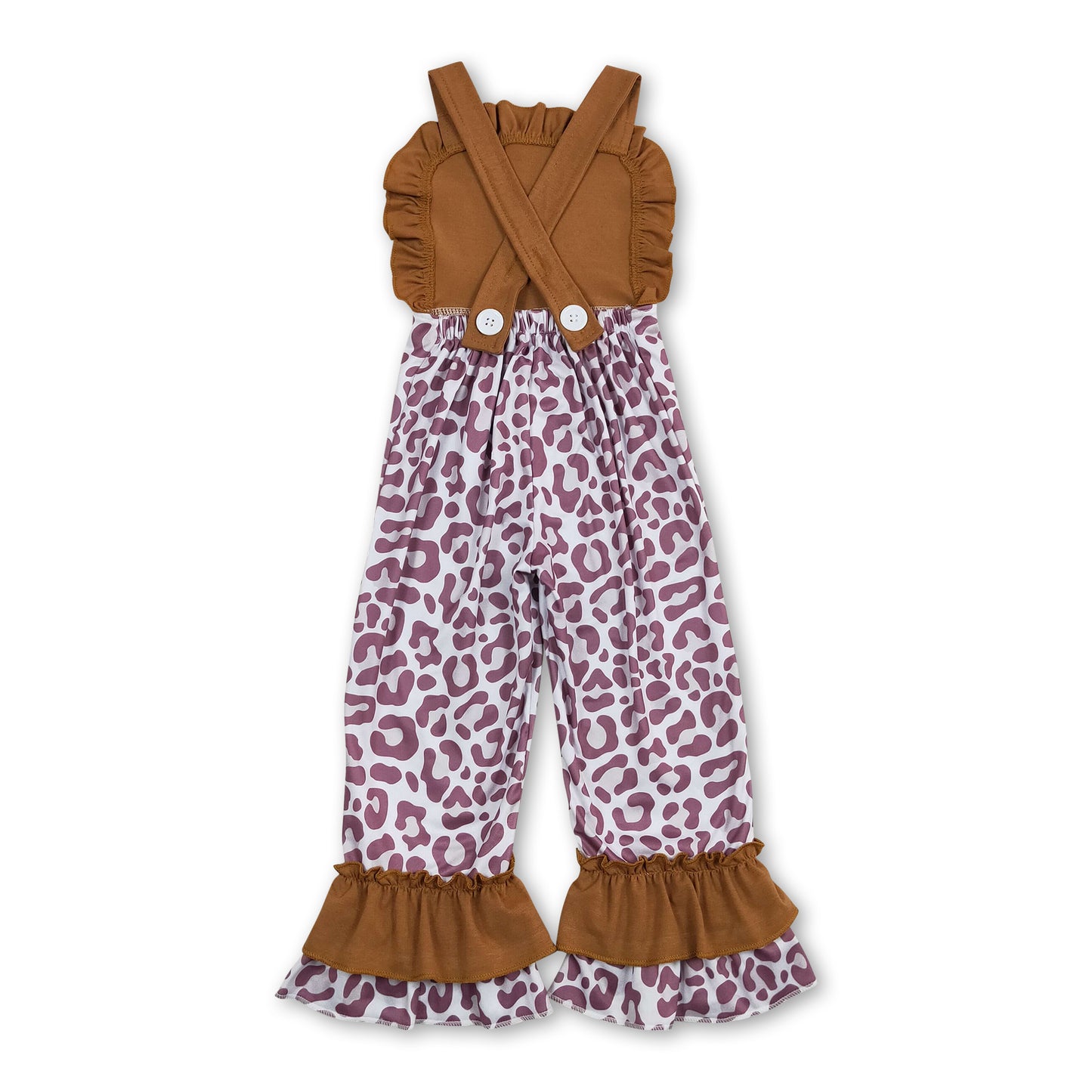 Sleeveless brown leopard baby girls jumpsuit