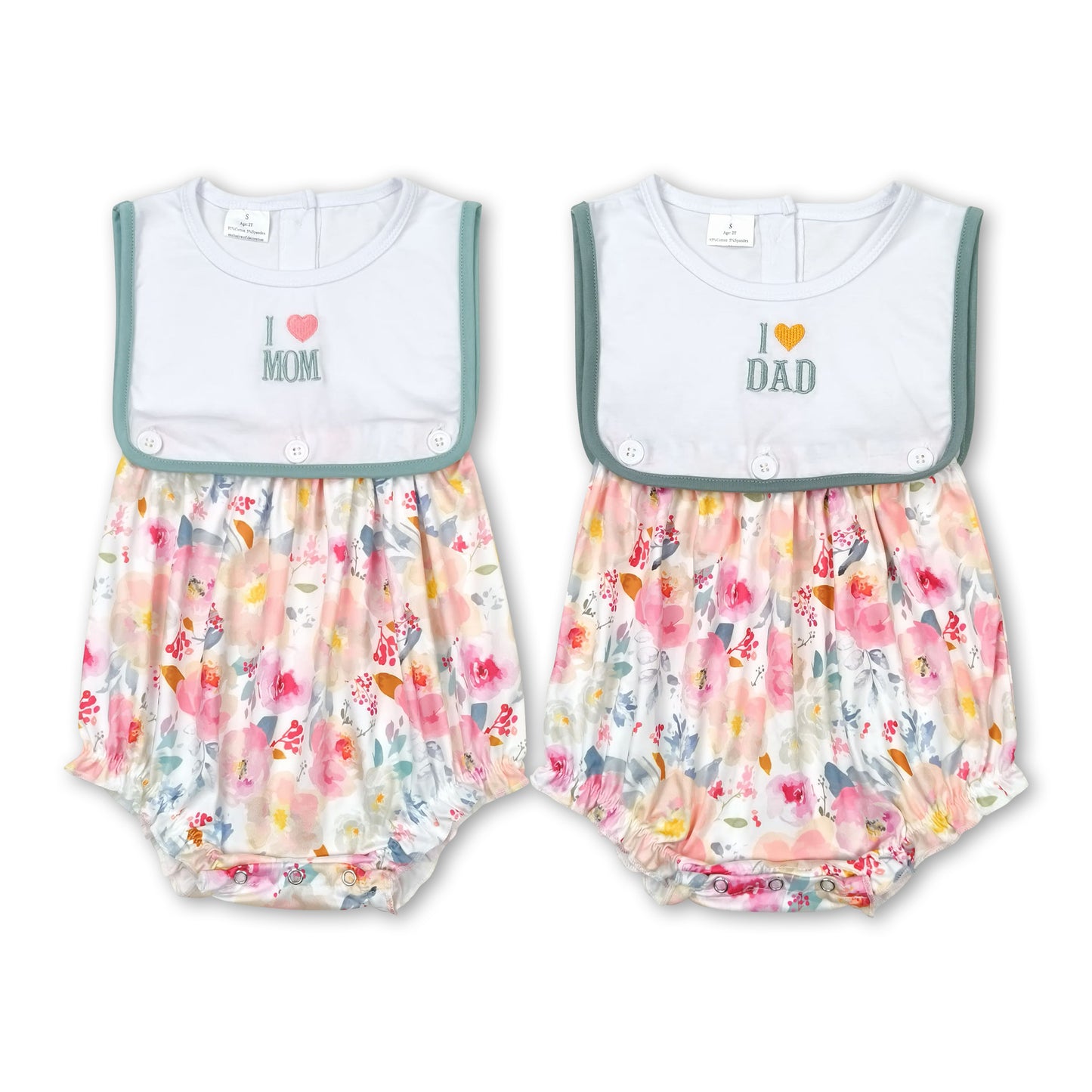 Sleeveless I love DAD floral baby girls romper