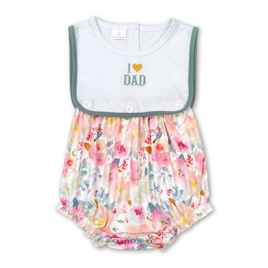 Sleeveless I love DAD floral baby girls romper