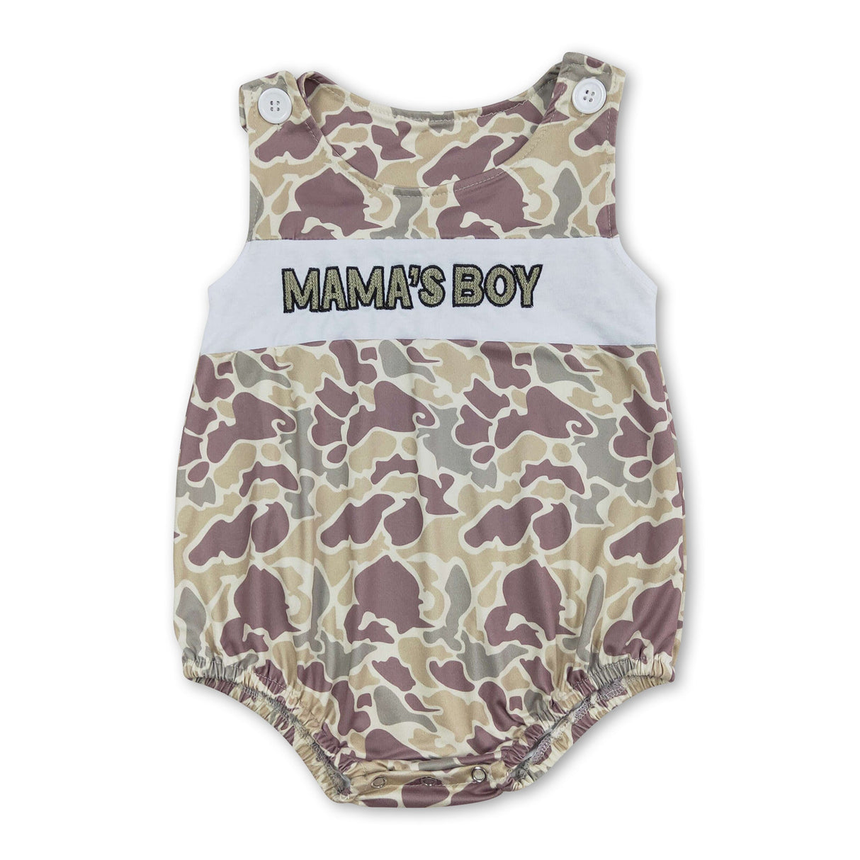Sleeveless  mama's boy camo baby romper