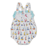 Strap boat ruffle baby girls summer romper