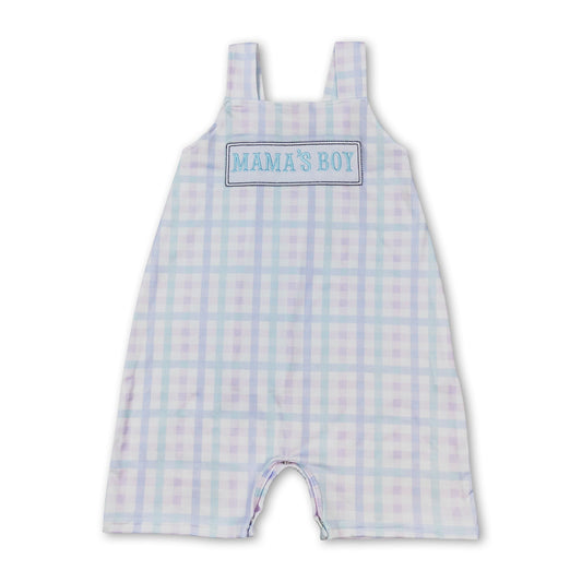 Mama's boy plaid Mother's day baby romper
