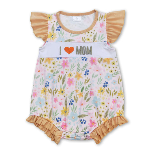 Flutter sleeves I love MOM floral baby girls romper