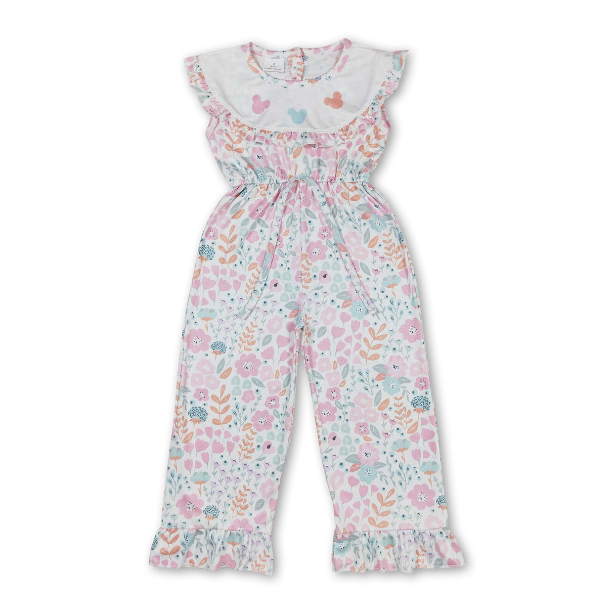 Floral mouse baby girls ruffle jumpsuit