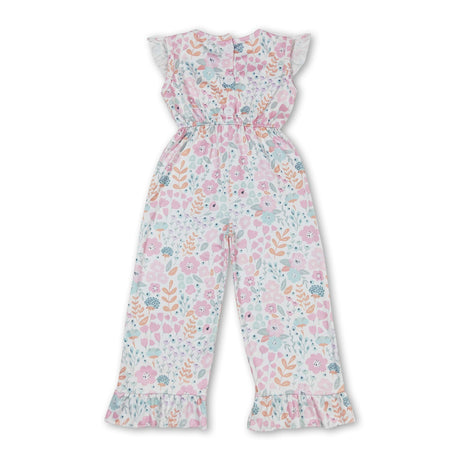 Floral mouse baby girls ruffle jumpsuit