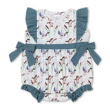 Flutter sleeves duck bow baby girls romper