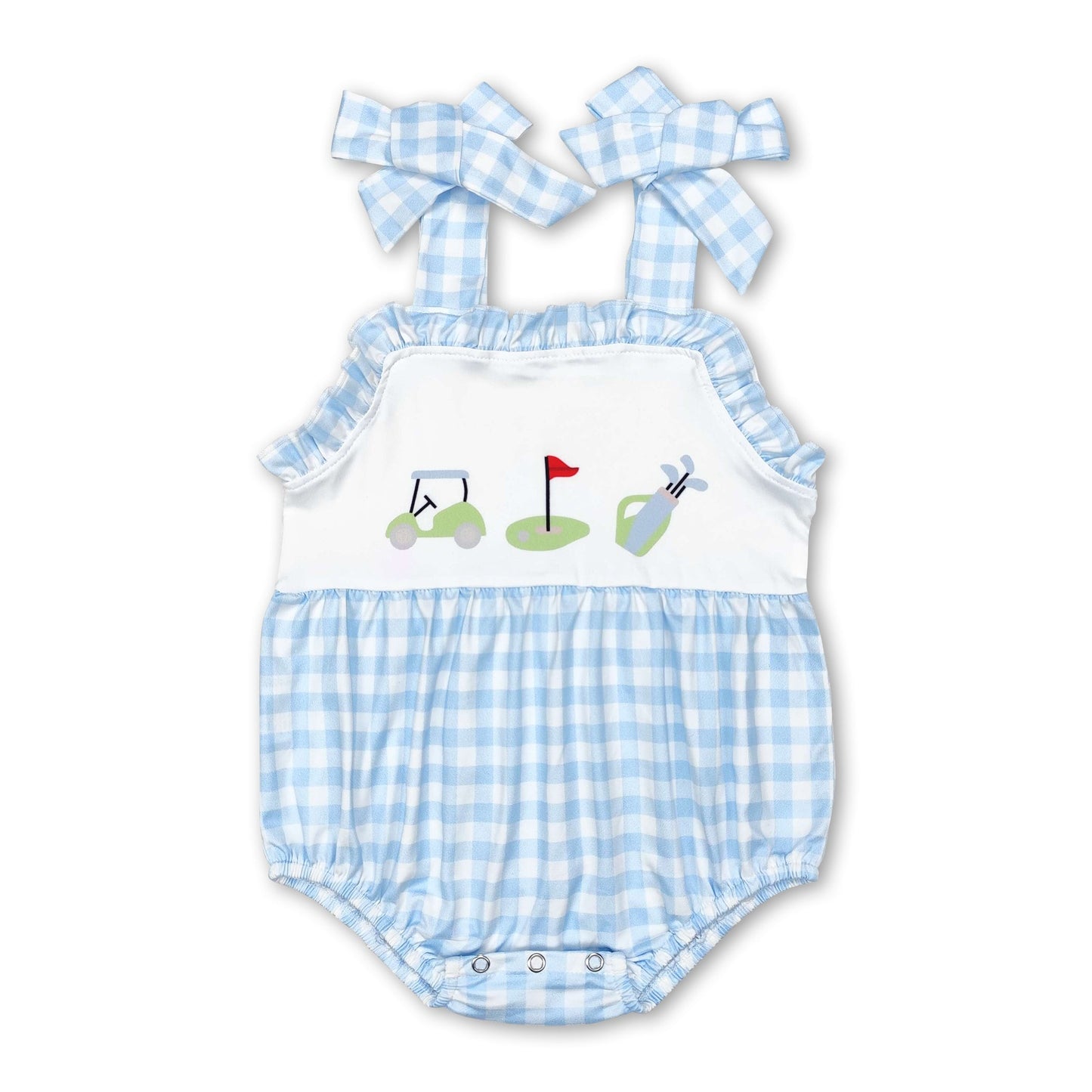 Plaid straps golf baby girls summer romper