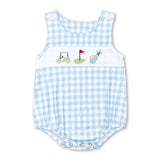 Sleeveless plaid golf baby boys summer romper