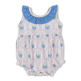 Sleeveless pink floral baby girls romper