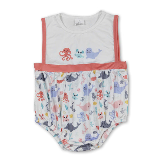 Sleeveless crab octopus baby kids summer romper