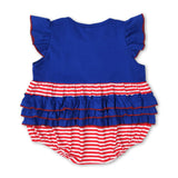 Flutter sleeves flag stripe baby girls 4th of july romper