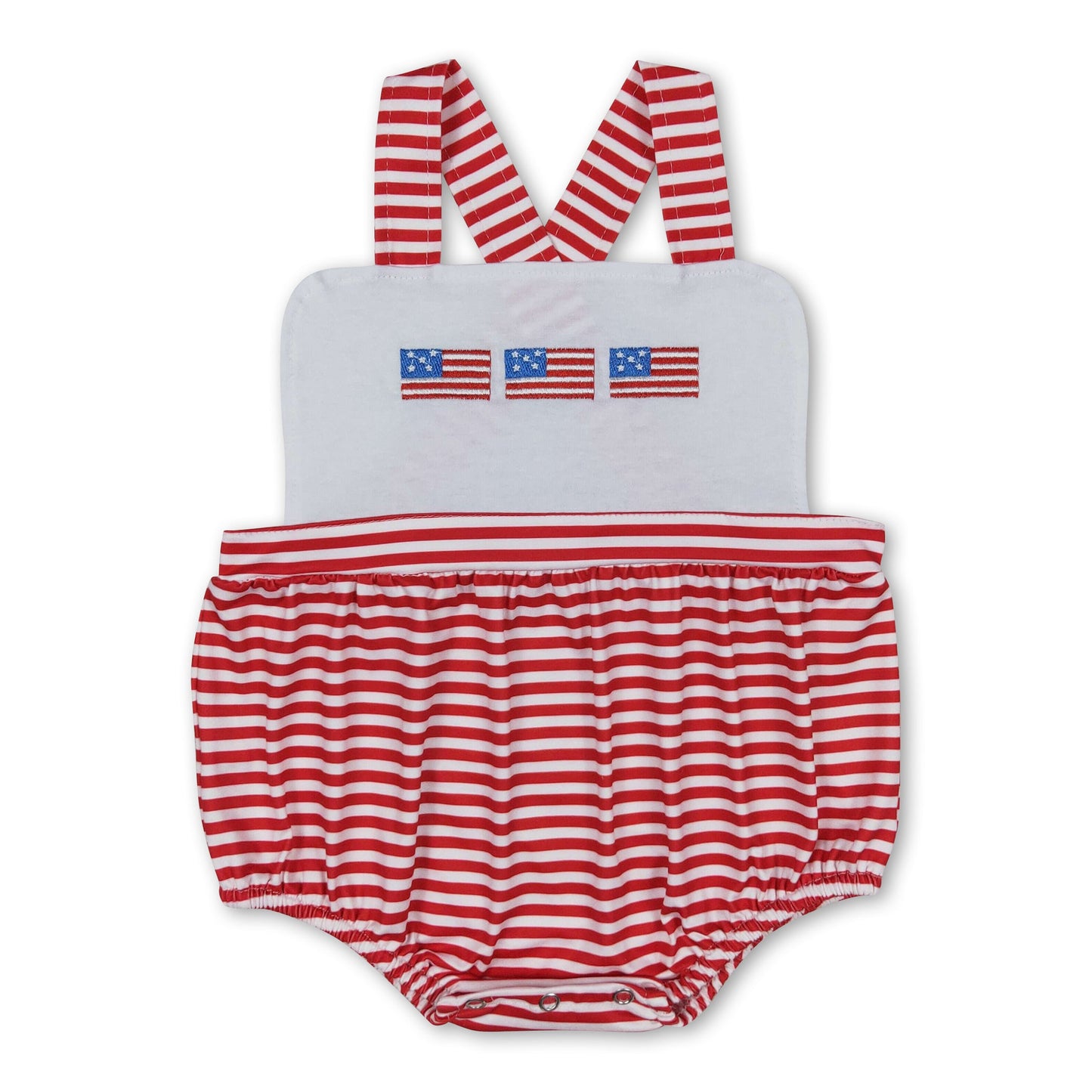 Suspender stripe flag baby boy 4th of july romper