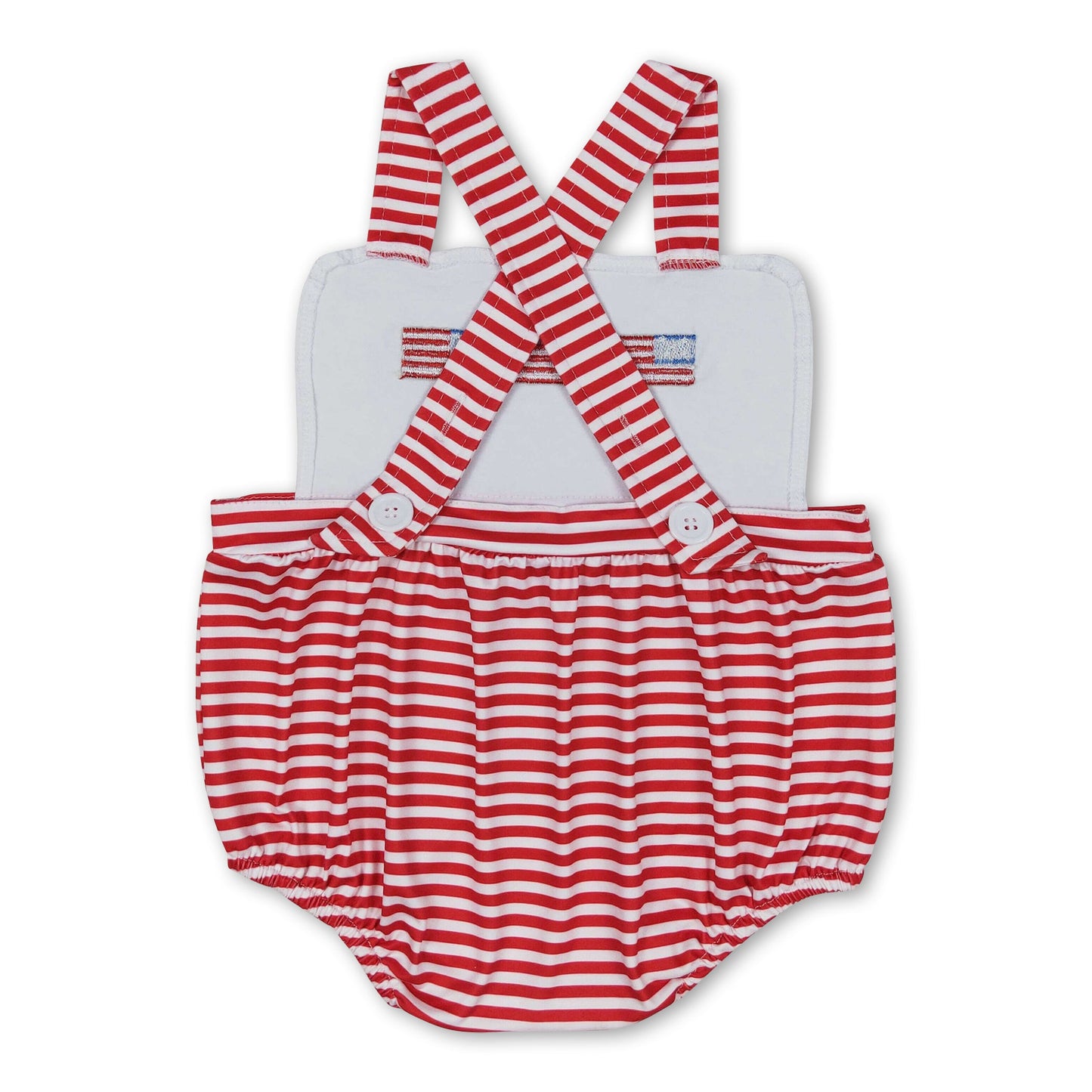 Suspender stripe flag baby boy 4th of july romper