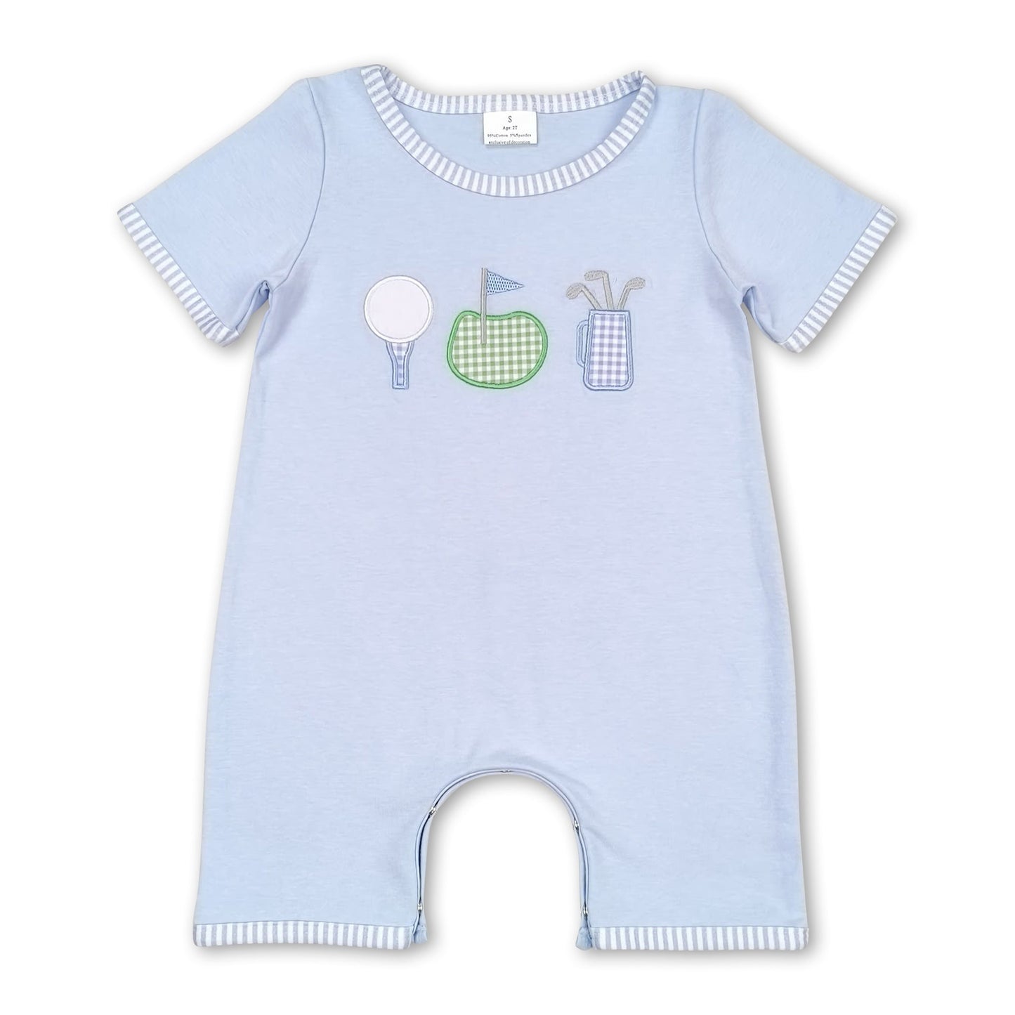 Light blue short sleeves golf baby boys romper