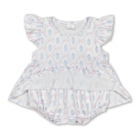 Flutter sleeves bow baby girls summer romper